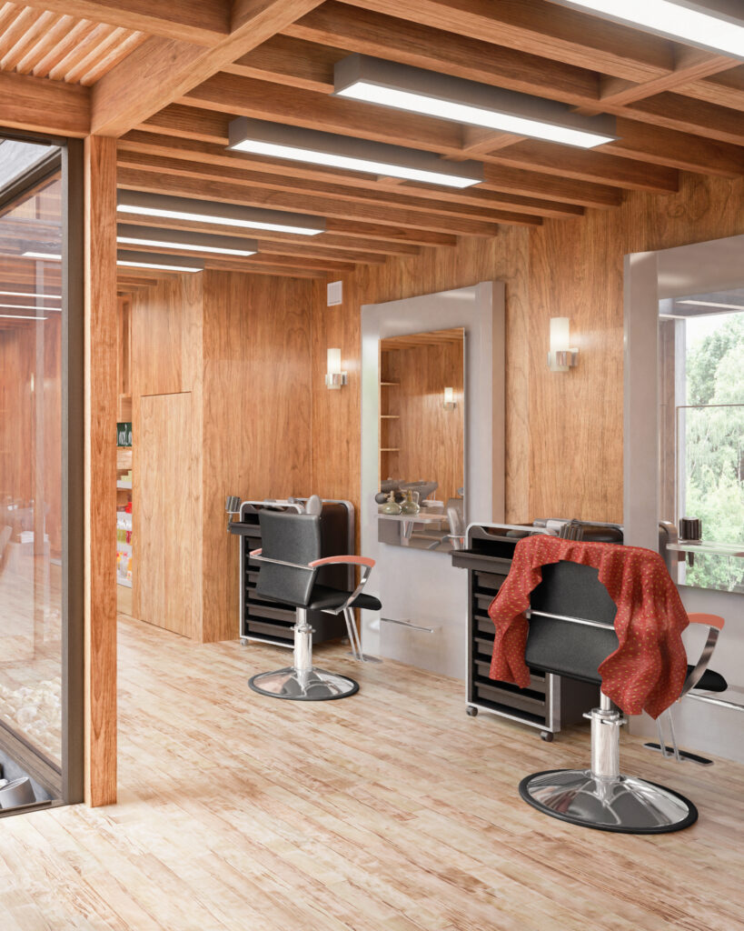 スタイリングチェアと鏡